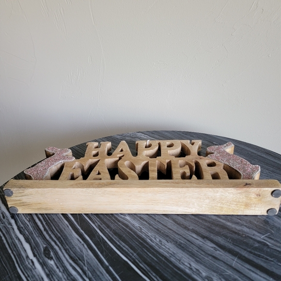 Happy Easter 🐰 Mango Wood Tabletop sign - Picture 4 of 5